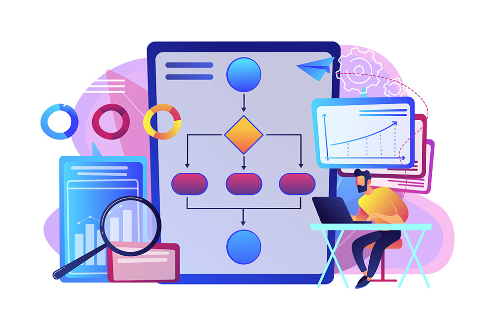 Business process automation BPA concept vector illustration.