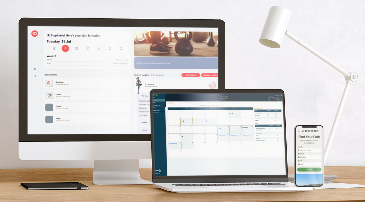 Multiple devices displaying KRS software projects