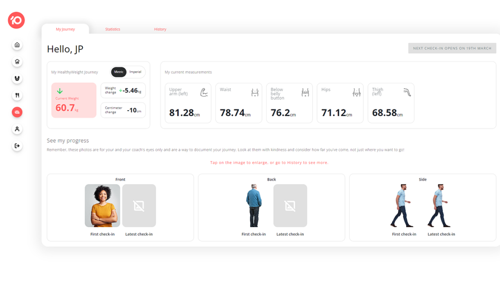 Screenshot of Best10 app dashboard developed by KRS screenshot of meal plans