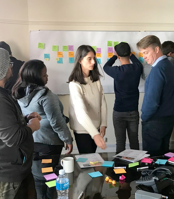 A photo of an event storming session held at Khanyisa Real Systems (KRS)