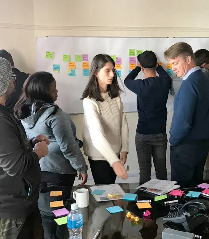 A photo of an event storming session held at Khanyisa Real Systems (KRS)
